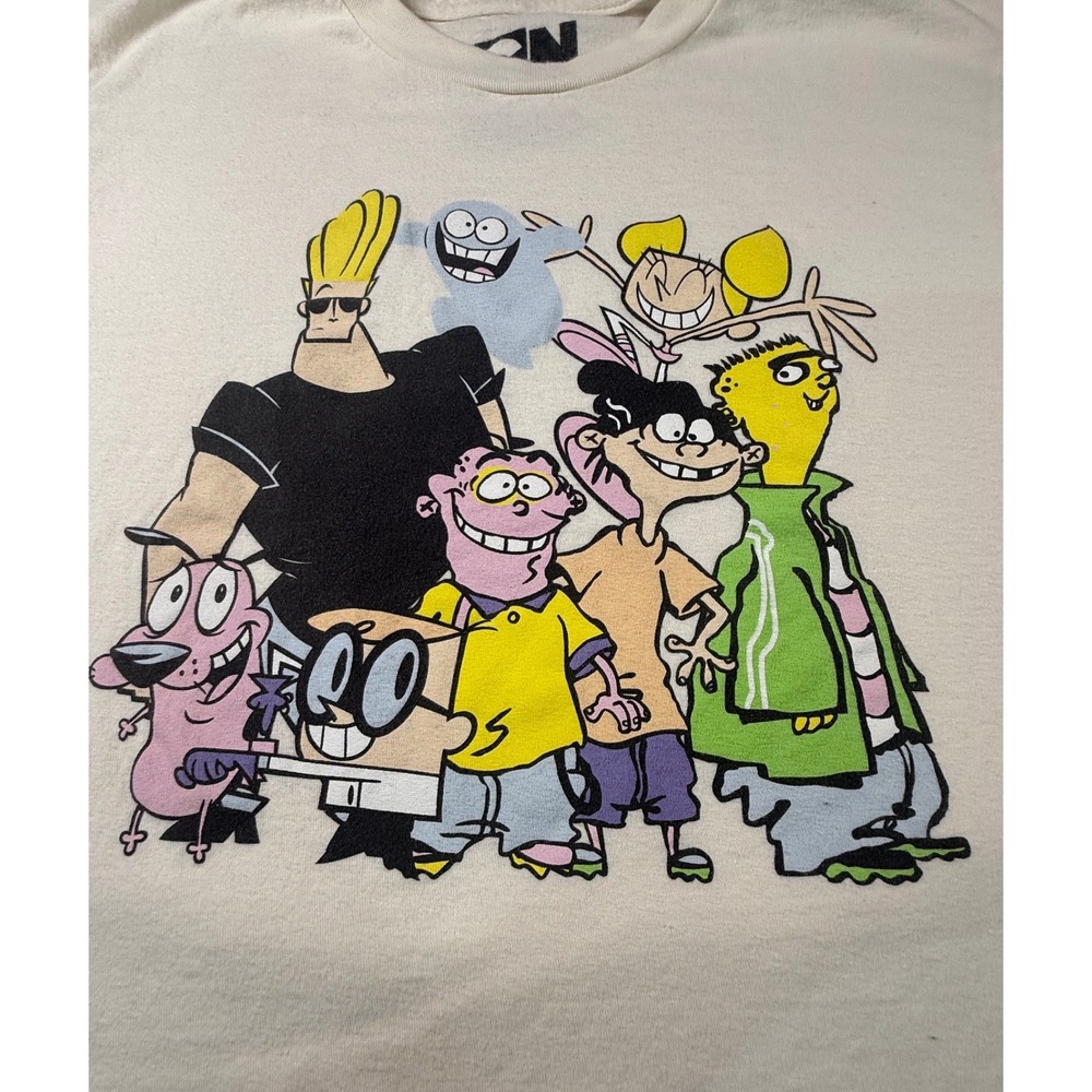 Cartoon Network Mens Graphic T-Shirt Cream Johnny Bravo Dexter Ed Edd n Eddy M